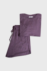 Dark Purple Short Sleeve Top and Shorts