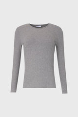 Grey Long Sleeve Ribbed Tee