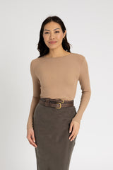 Mocha Long Sleeve Ribbed Tee