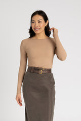 Mocha Long Sleeve Ribbed Tee