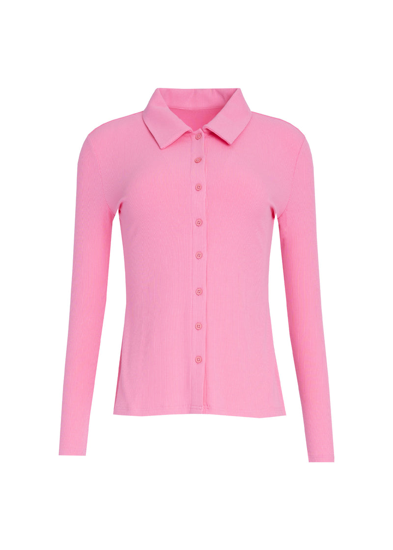 Pink Basic Ribbed Shirt