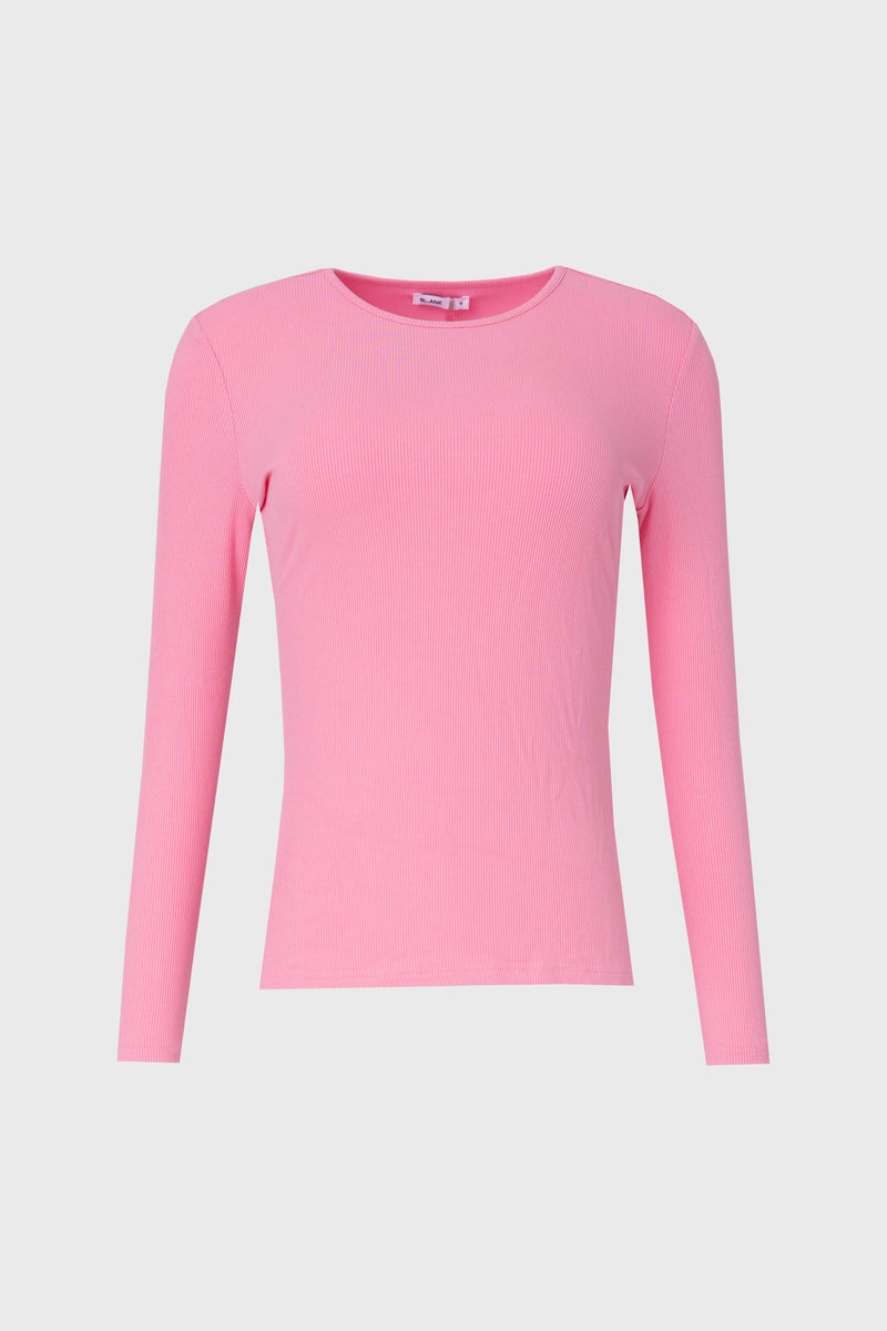 Pink Long Sleeve Ribbed Tee