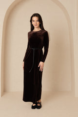 Brown Velour Basic Maxi