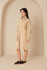 Sand Corduroy Shirt Dress