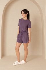 Dark Purple Short Sleeve Top and Shorts