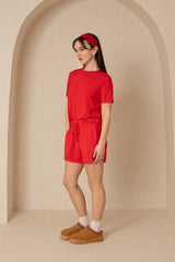 Red Short Sleeve Top and Shorts