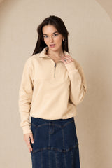 Tan Half Zip Sweatshirt