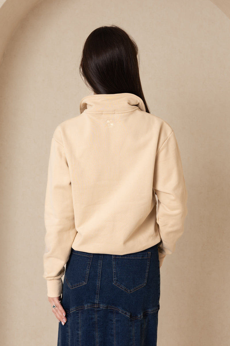 Tan Half Zip Sweatshirt