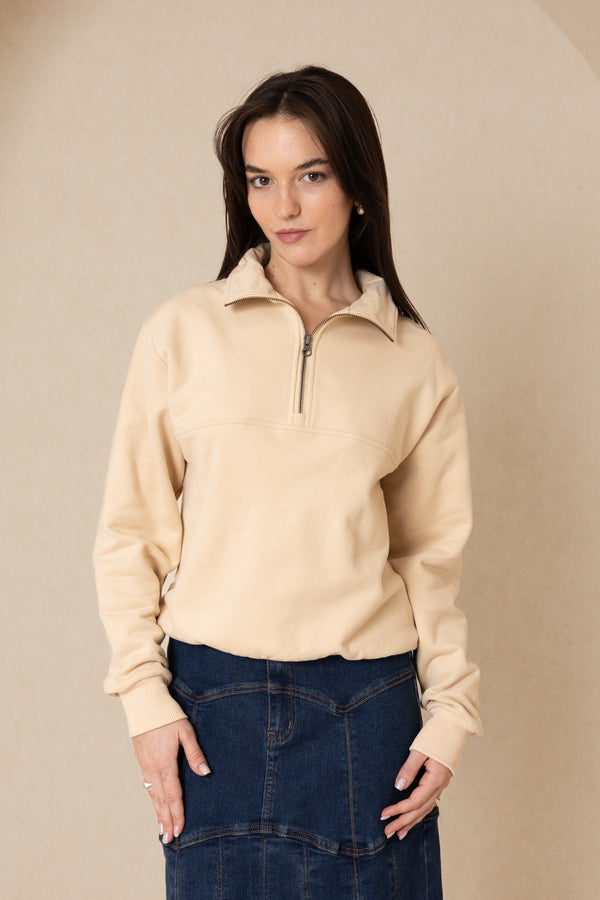 Tan Half Zip Sweatshirt