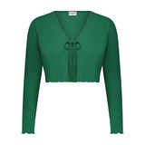 Kelly Green Tie Cropped Cardi