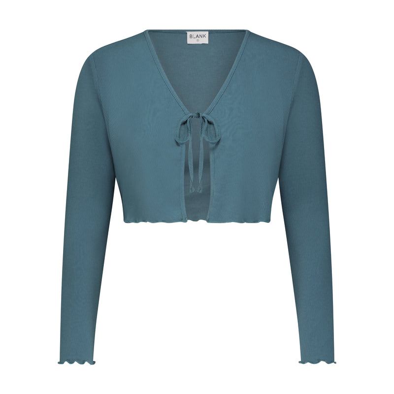 Blue Tie Cropped Cardi