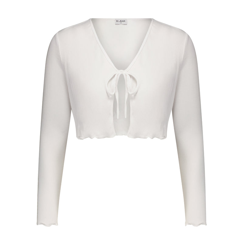 White Tie Cropped Cardi