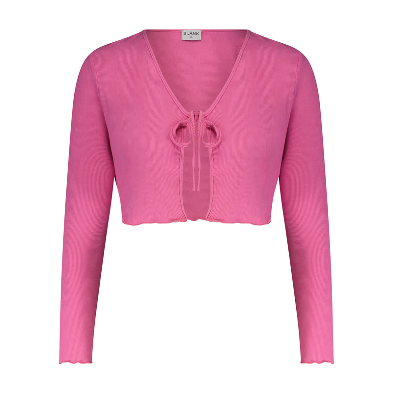 Hot Pink  Tie Cropped Cardi